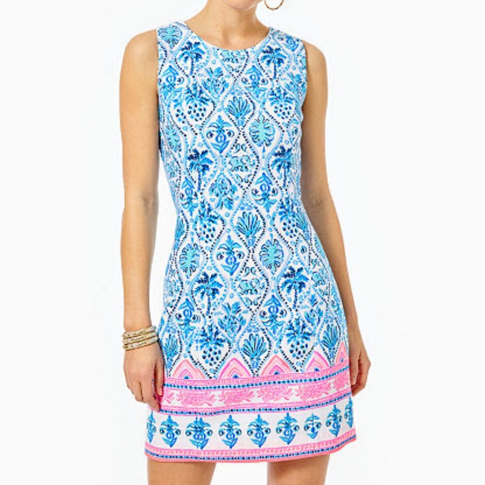 NIP Lilly Pulitzer Mila Stretch Shift Dress Resort White Isle Of Tile, Size 16
